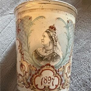 Queen. Victoria Commemorative Decorative Enamel cup- 1897 Portrait Design
